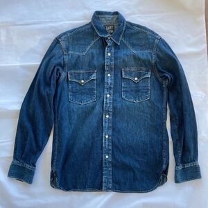 LUCKY LEGENDS BY LUCKY BRAND DUNGAREES, VINTAGE WESTERN DENIM SHIRT ,UNISEX MED.